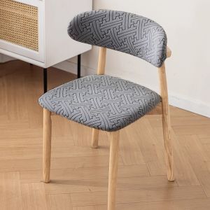 EASYEAH 1 Set Split Type Dining Chair Cover Curved Backrest Elastic Armless Chair Cover  Printing Pattern Backrest Protector Cove Home Decor