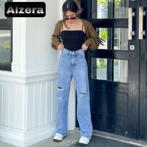 ALZ - COOLGY 7375 HIGHWAIST KULOT LOOSE BOYFRIEND RIPPED