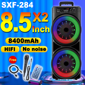 17 Inch Large size Bluetooth Speaker With Mic Transmission distance 100m Two-channel USB/TF/AUX/FM Portable Stereo HiFi Karaoke Audio System High Quality Sound Karaoke