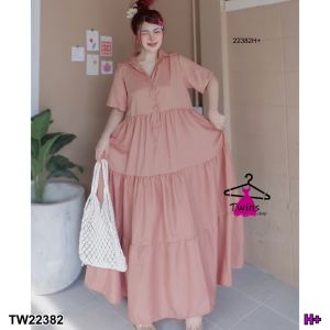 Maxi Dress เดรสยาว คอปกเชิ้ต ติดกระดุม TT22382