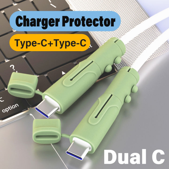 🔥🔥🔥[For Dual Type-C] Phone Charger Cable Protector Cover Silicone Anti ...