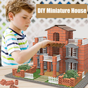 DIY Miniature House Villa Simulation Cement Reusable Mini Pile Up Brick Assembly Model Building Block Kid Constructor Toy Gift