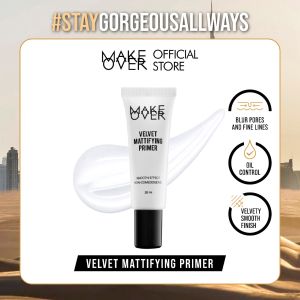 MAKE OVER Velvet Mattifying Primer - Primer matte mengecilkan pori oil-control cocok kulit berminyak tidak berwarna membuat makeup lebih tahan lama base makeup non-comedogenic