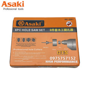 Bộ 5 mũi khoan khoét lỗ tròn thạch cao gỗ Ø64-127mm hãng Asaki AK-3681 bộ khoét lỗ trần thạch cao khoét lỗ thùng loa khoét gỗ nhựa hợp kim bộ công cụ khoét lỗ ống nhựa PVC/PPR răng sắc nhọn vết khoét đẹp khoét lỗ gỗ