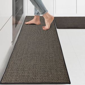 Kitchen Floor Mat Water Absorption and Oil Absorption Non-Slip Linen Carpet/Household Laundry Room Mat Entrance Doormat Nordic Carpet Long Runner Rug