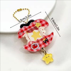 Quả táo dễ thương khung ảnh móc gắn chìa khóa Acrylic Kpop 1-inch thần tượng thẻ ID khung bày ảnh tay áo ba lô Mặt dây chuyền móc chìa khóa