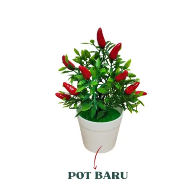 Sampai7an PBP32 / Pot Bunga Plastik Mini Dekorasi Hias Ruangan Cabe Jeruk Delima Berry Pajangan Import Jakarta / COD
