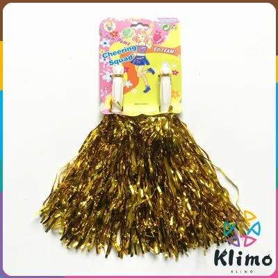 KLIMO Cheerleader Metallic Foil PomPoms with Handle for Sports Cheers Ball Dance Fancy Dress NightParty