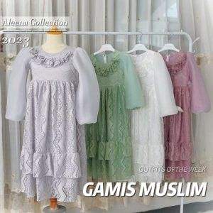 Gamis anak perempuan usia 3-9 tahun brukat organza