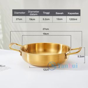 Panci Ramen Ramyun Korea Noodle Pot Stainless Steel Premium Anti Lengket Warna Silver Gold