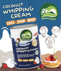 วิปปิ้งครีมมะพร้าว นมมะพร้าววิปปิ้งครีม กะทิวิปปิ้งครีม วิปปิ้งครีมเจ (Coconut Whipping Cream Natures Charm)