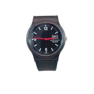 Q&Q (VP46J025YB) Black Resin Red Hands Sport Watch