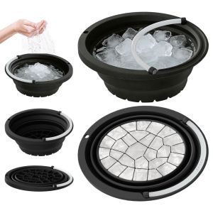 NOBLELUX Silicone Face Ice Bath Bowl with Snorkel Built-in Ice Tray Cold Therapy Face Dipping Bowl Multifunctional Foldable Portable Ice Basin for Women Girls