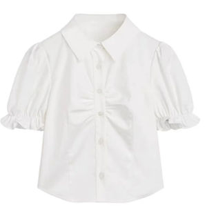 IELGY korean design sense shirt female bow tie waist suspenders suspenders dress