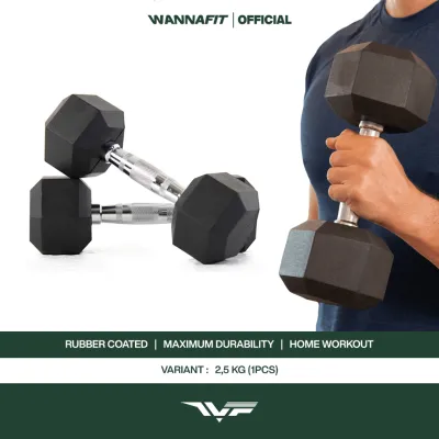 WANNAFIT Dumbbell 2.5kg Hexagonal | Dumbbel Dumbell Dumbel Barbell Barbel Hexagon 2.5 Kg | Alat Latihan Beban