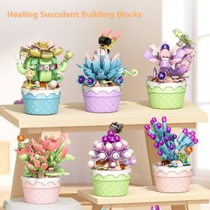 JOYNCLEON Khối xây dựng sáng tạo chậu cây mọng nước đồ chơi giáo dục tự làm cho trẻ em