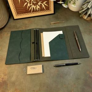 NOWNICE Refillable Notebook Organizer Compact Loose Leaf Book Protective Cover Vintage Crazy Horse Leather Notebook Cover For Hobby