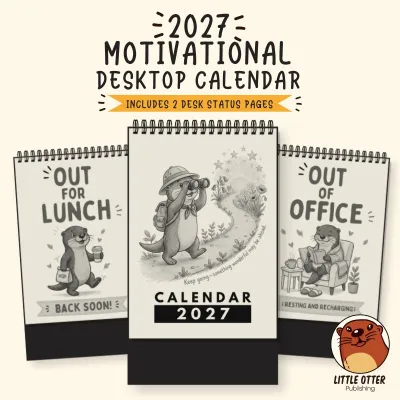 2027 Otter Desktop Calendar 1 - (Singapore Public Holidays | 250gsm | Lunar Dates)|LittleOtterPublishing