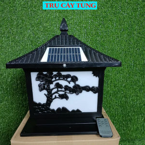 Đèn trụ cổng năng lượng mặt trời 30*30 cây tùng ô vuông chống nước chống bụi tráng trí hành lang công viên sân vườn cổng
