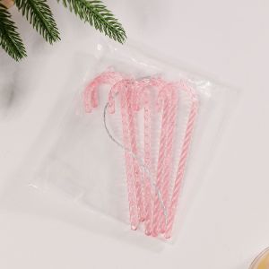 Christmas decoration 6pc set acrylic transparent cane pendant colorful holiday scene decoration small pendant圣诞节装饰品6pc套装亚克力透明拐杖挂件彩色节日场景布置小挂件