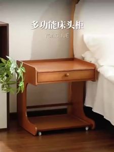 Bedside Cabinet With Wheels Solid Wood Bedside Table Storage Cabinet minimalist Drawer Cabinet
