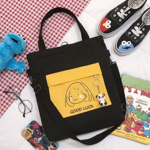 Canvas Handbag Women Shoulder Bag with Removable Strap Crossbody Wear Resistant Casual Fashion Zipper Bag / Student Bag