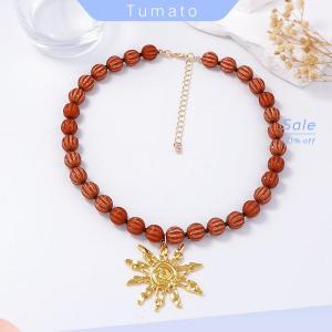 Tumato New Vintage Metal Sun Flower Pendant Necklaces Handmaed Beaded Choker Necklace For Women Holiday Party Jewelry Gifts