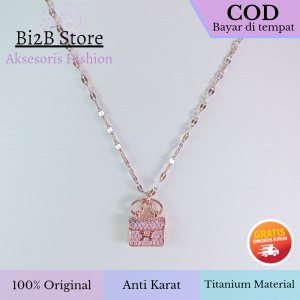 Kalung Anti Karat Titanium Wanita Korea Tas Nikita Import Rosegold