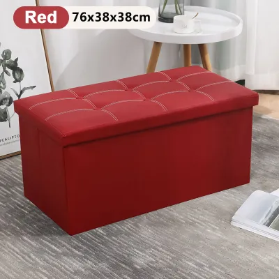 110L 2 In 1 Large Capacity Foldable Sofa Storage PU Leather Stool Chair Ottoman Bench Box Organizer Bench