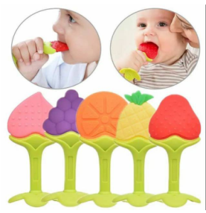 Teether Gigitan Bayi Bahan Silikon Baby Fruit Pisang Buah Gigitan Bentuk Bahan Silikon