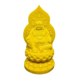 Tượng phật di lặc tựa đài sen 19cm (nhiều màu sắc). Trang trí trên ô tô tiểu cảnh bonsai ghép lũa để bàn trà phòng khách bàn làm việc thờ thần tài…