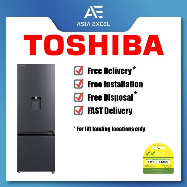 TOSHIBA GRRB405WEPMX 323L BOTTOM FREEZER REFRIGERATOR WITH WATER