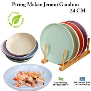 Piring Makan 24 Cm Bahan Jerami Gandum / Piring Saji Bulat Tahan Banting Anti Pecah / Piring Plastik Murah Termurah Terbaru Promo