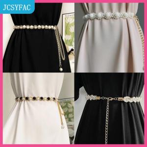 JCSYFAC  Phụ nữ thanh lịch vành đai Ngọc Trai Chuỗi Thắt lưng đàn hồi khóa chuỗi ngọc trai vành đai phụ kiện quần áo nữ