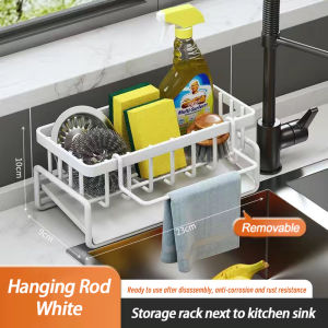 Durable Stainless Steel Sink Organizer with Drainer Rack for Kitchen Storage