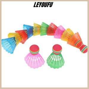 LEYOUFU 12 PCS Badminton EVA Rainbow Ball Head Nylon Badminton Feathers For Game