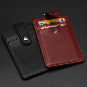 บัตรกระเป๋าพนักงานพนักงานออฟฟิศ สำหรับผู้ถือบัตรหนัง PU ตรา ID และบัตรธุรกิจเชือกเส้นเล็กทำงานใบอนุญาต