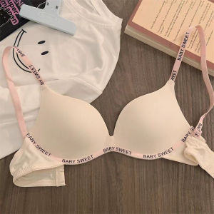 【SingaBralette】 Letter Strap Bra Seamless Push-Up Bra Small Chest Gathering Wireless Summer Breathable Ultra-Thin Section Underwear內衣無鋼圈