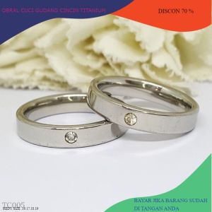 OBRAL CUCI GUDANG!!! Cincin Titanium Couple Silver Aksesoris Fashion Perhiasan Anti Karat - TC005