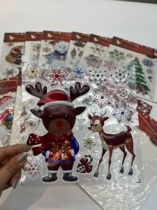 สติ๊กเกอร์ติดกระจก สูญญากาศติดกระจก รูปคริสมาสต่างๆ (แบบไม่มีกาวติดง่าย) แต่งร้านกาแฟ christmas เทศกาล snowflake ปีใหม่12 ชิ้น