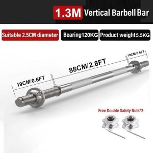 Multi-Size Straight Barbell Bar 40/100/120/130/150/180/220CM with Lock Collars Heavy Duty Barbell Rod for Weight Training High Load Capacity Steel Bar for Home Gym/Gym Equipment Strength Building