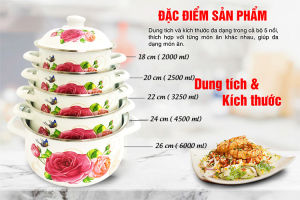 Bộ 5 Nồi Sứ Tráng Men Cao Cấp Không Gỉ Siêu Bền Sử Dụng Cho Mọi Loại Bếp