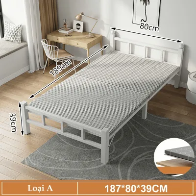 BMZAR Giường gấp khung sắt 1 người nằm 2 người nằm chắc chắn Giường xếp gọn thông minh Giường gấp ngủ trưa văn phòng