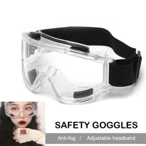Fully Enclosed Safety Goggles Anti-impact Protective Safety Glasses Effectively Anti Infection Eye Protection Anti-Scratch Wraparound Lenses Anti-splash Sand-proof Goggles with Ultra-wide Adjustable Headband