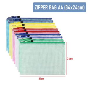 Pouch Jaring Ziplock Transparan Serbaguna | Tas Dokumen Waterproof Berbagai Ukuran A4 Dan A5