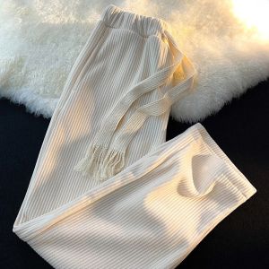 Quần nhung tăm ống suông dây rút bản to  Quần ống rộng chất nhung tăm trẻ trung cá tính THỜI TRANG KENCHI KENCHI 85