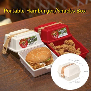 Reusable Burger Bento Box Students Portable Lunch Box Snacks Sandwiches Box Food Containers for Picnic Kitchen Storage