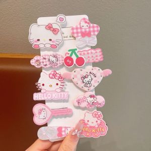 TUmama Bộ Kẹp Tóc Hello Kitty dễ thương cho trẻ em-thiết kế hoạt hình đáng yêu với kẻ sọc và hình ngôi sao hoàn hảo cho phụ kiện tóc bé gái