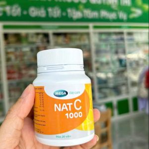 Viên uống Mega We Care NAT C 1000 - Bổ sung Vitamin C tăng cường sức đề kháng chai 30 viên