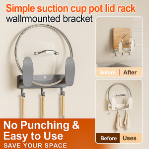 Shelf Wall-mounted Stable and Non-shedding Pot Lid Holder No-punch Pursuing a Neat Kitchen Durable